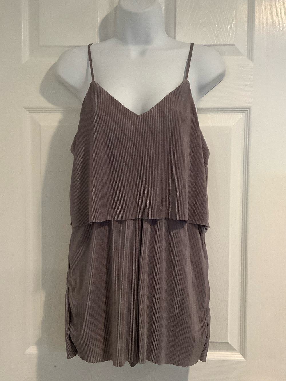 ELODIE Silver Shimmery Glam Ribbed Overlay Stretchy Romantic Twee Girly Romper S